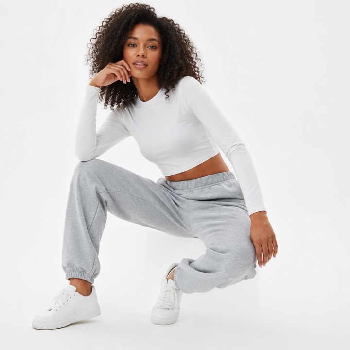 High waist fleece lined pants for women with micro-elastic polyester, medium thickness and refined gray daily wear style now.