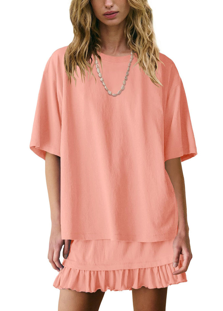 Women’s Casual Two Piece Skirt Set Short Sleeve Styles!