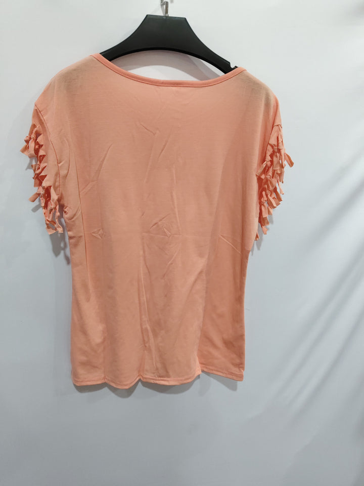 Plus Size Tassel Cotton T Shirt Women Casual Summer Top