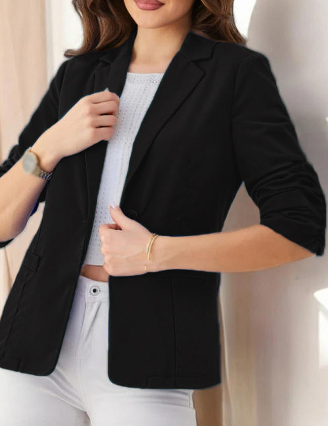 hree quarter sleeve ladies blazer size chart S to XXL measurements