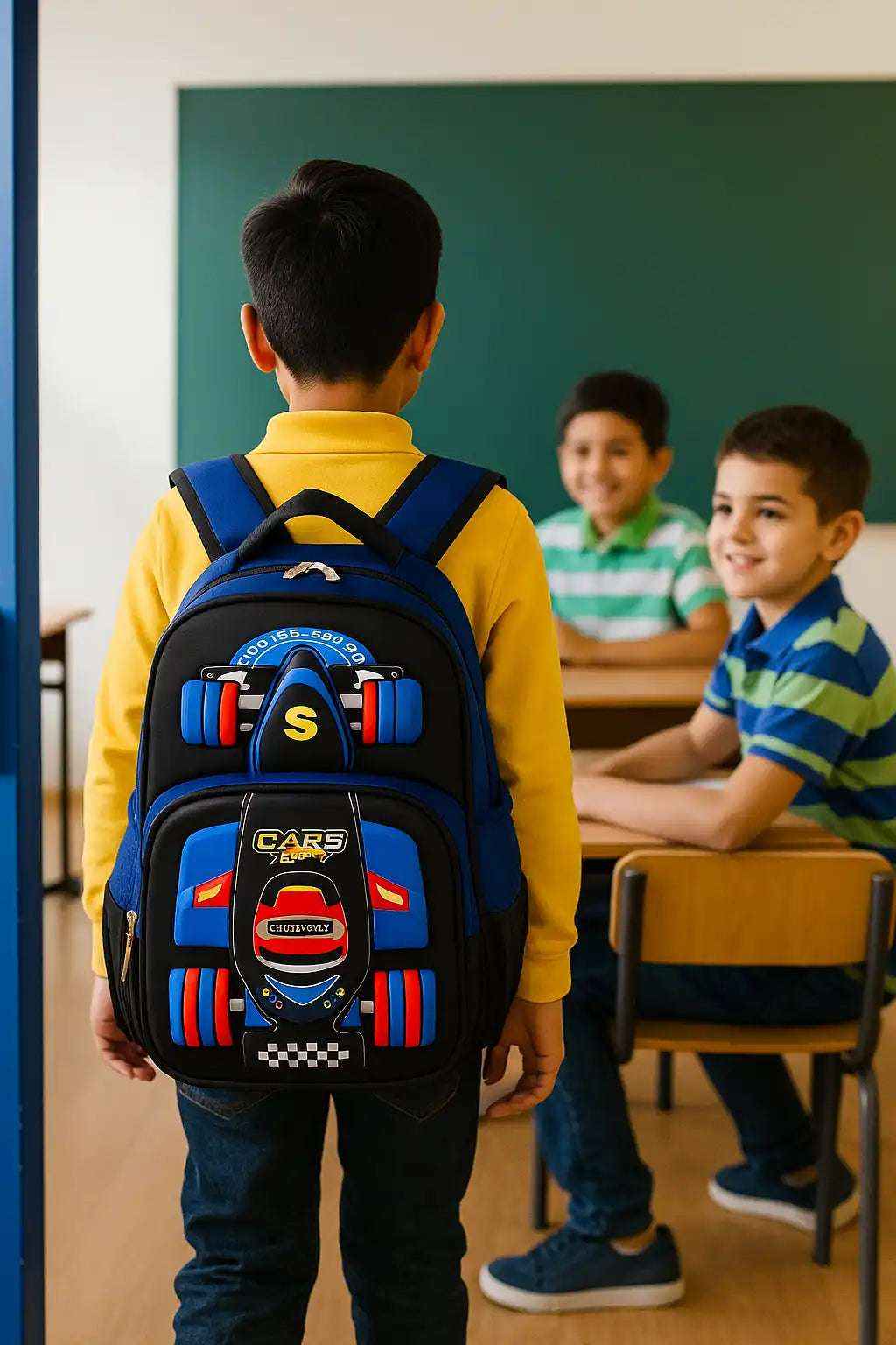 3D School Bags for Boys – Car Design Trolley Backpack