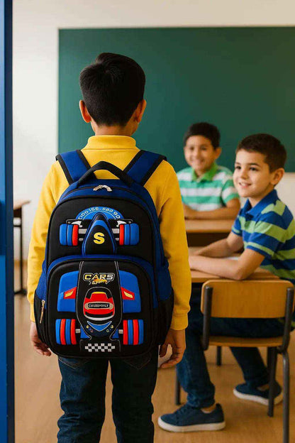 3D School Bags for Boys – Car Design Trolley Backpack