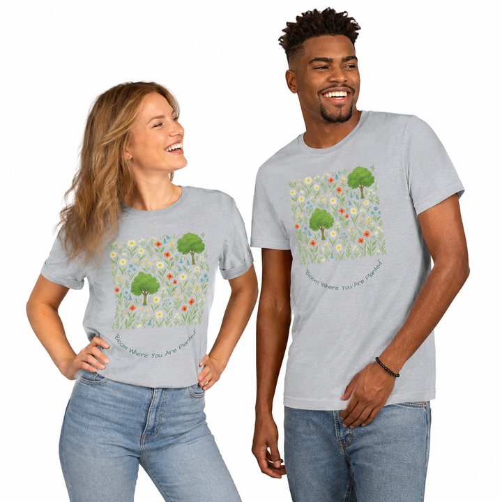 Floral t shirt for spring and summer styling, made with soft US cotton and designed for easy versatile casual outfit pairing.
