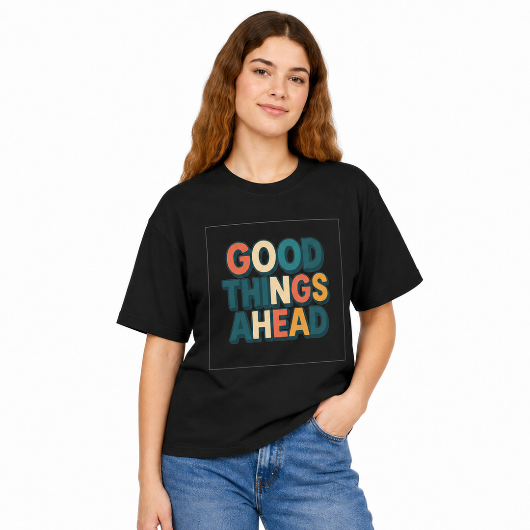 Women statement t shirt with bright artwork, soft heavyweight jersey, and relaxed fit for confident casual wear and gift use.