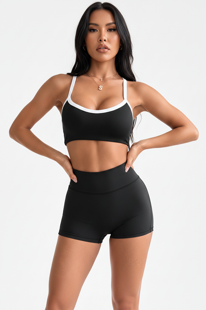 Close-up of smooth polyamide cami top from women&