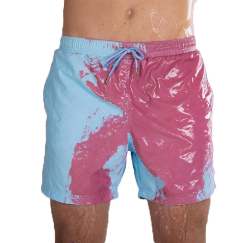 Men’s Color-Changing Beach Shorts – Quick-Dry Swim