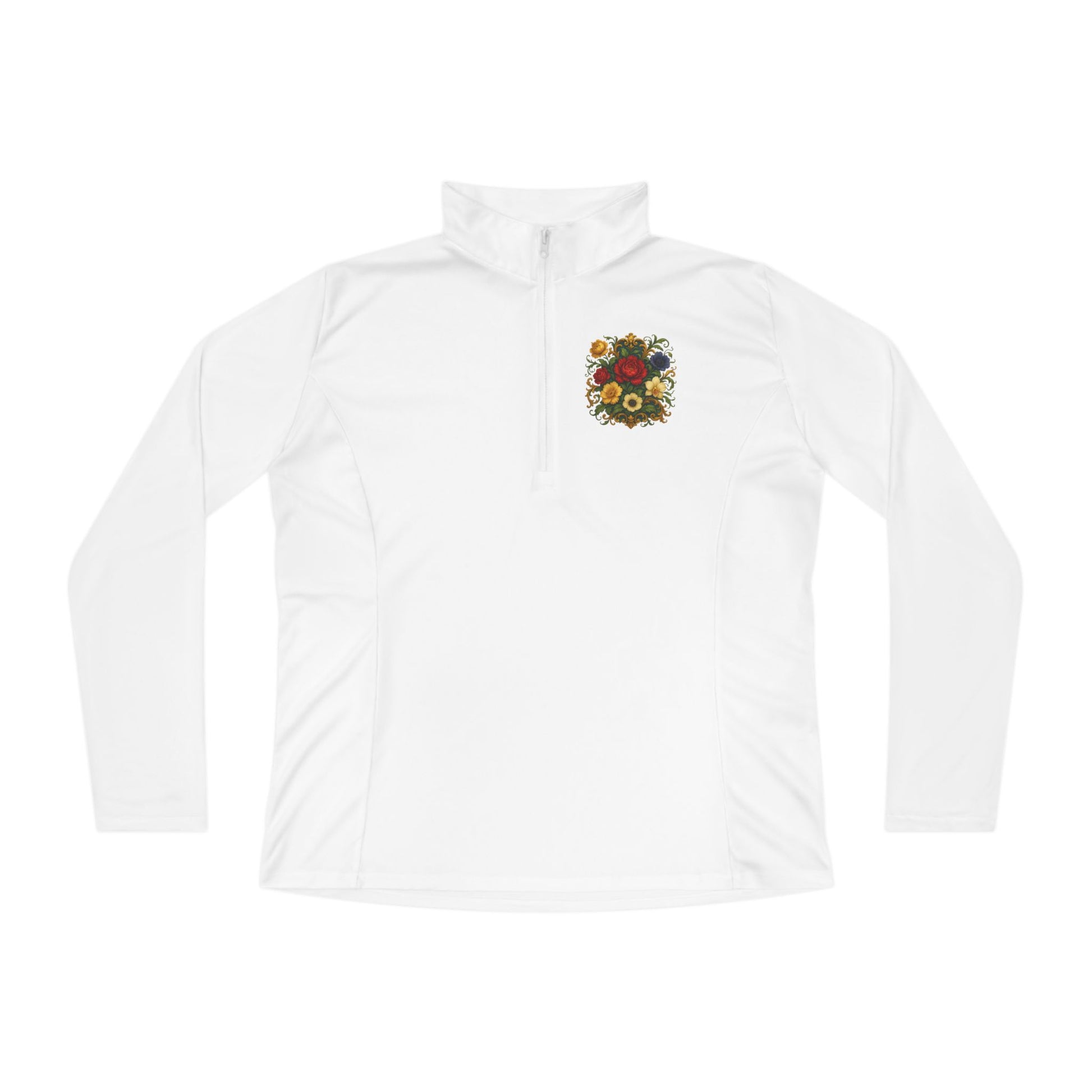 Floral Ladies Quarter-Zip Pullover – Get Cozy