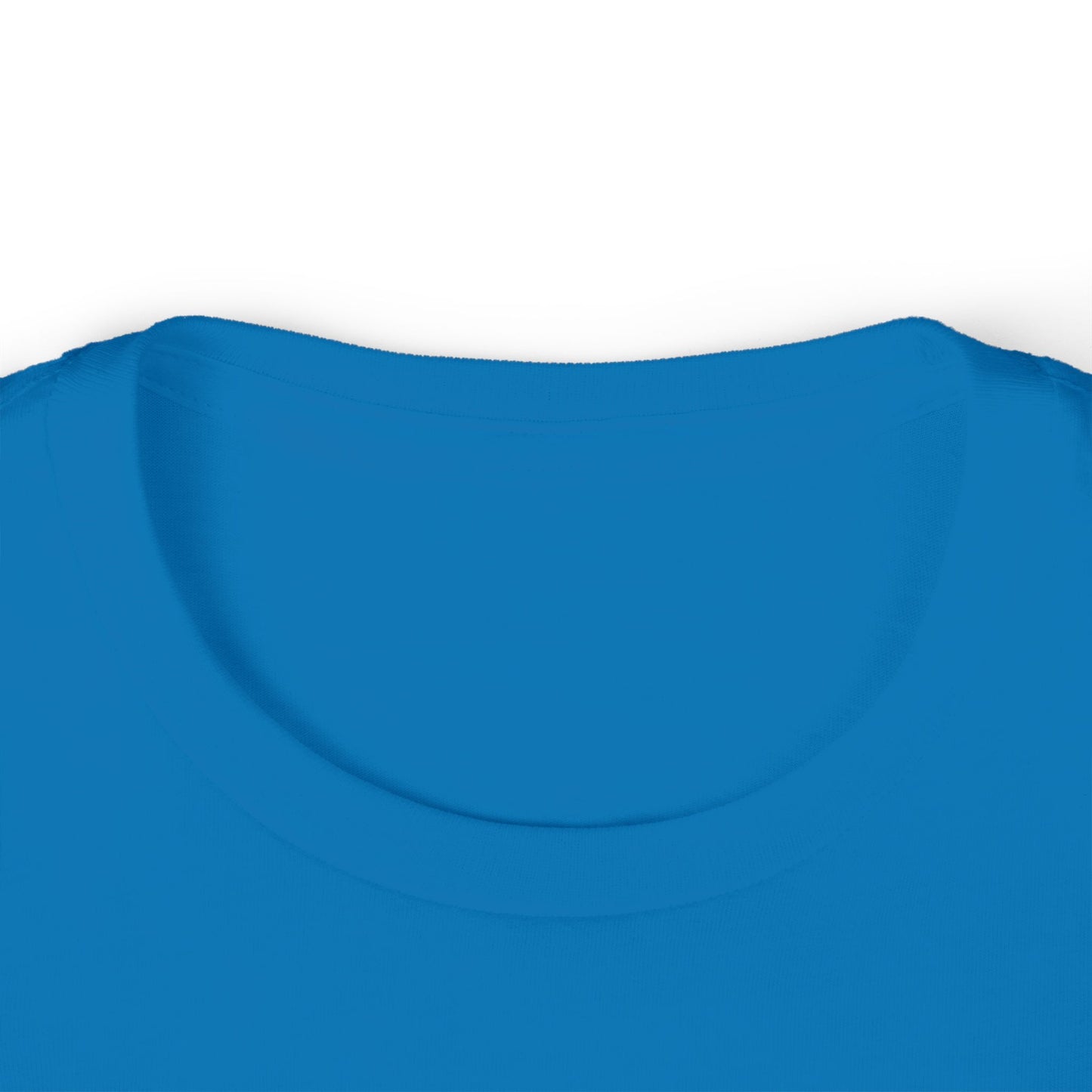 Close-up of blue kids' cotton tee neckline