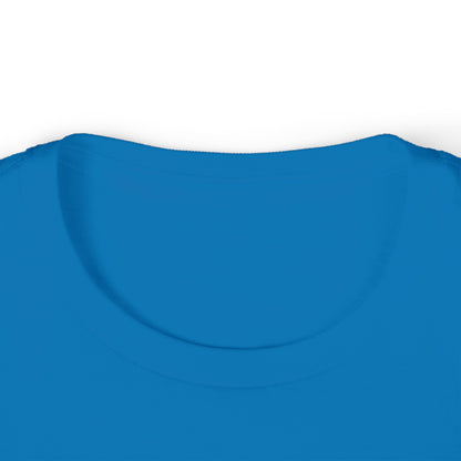Close-up of blue kids' cotton tee neckline