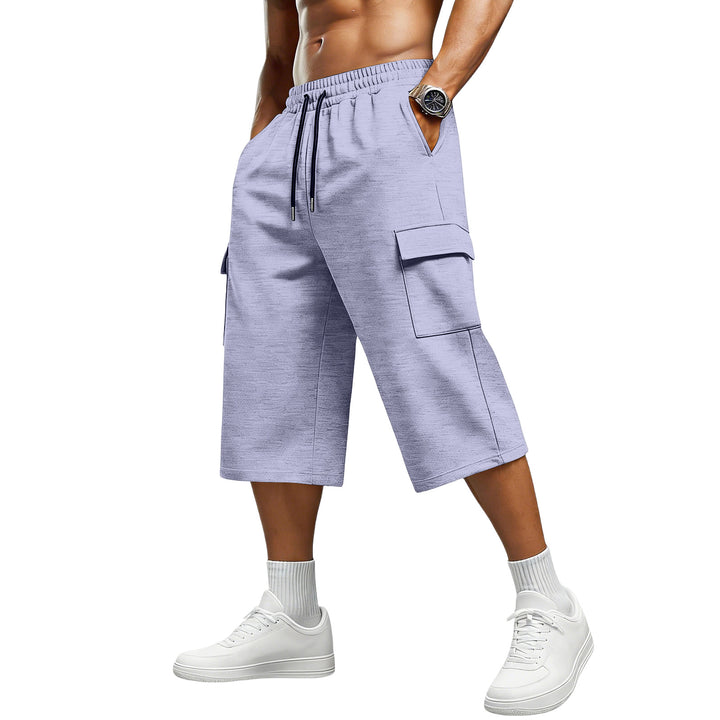 Long cargo shorts for men with loose straight fit, drawstring waistband and easy summer-ready casual style