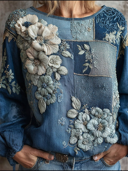 artistic women blouse refined neckline and sleeve finish