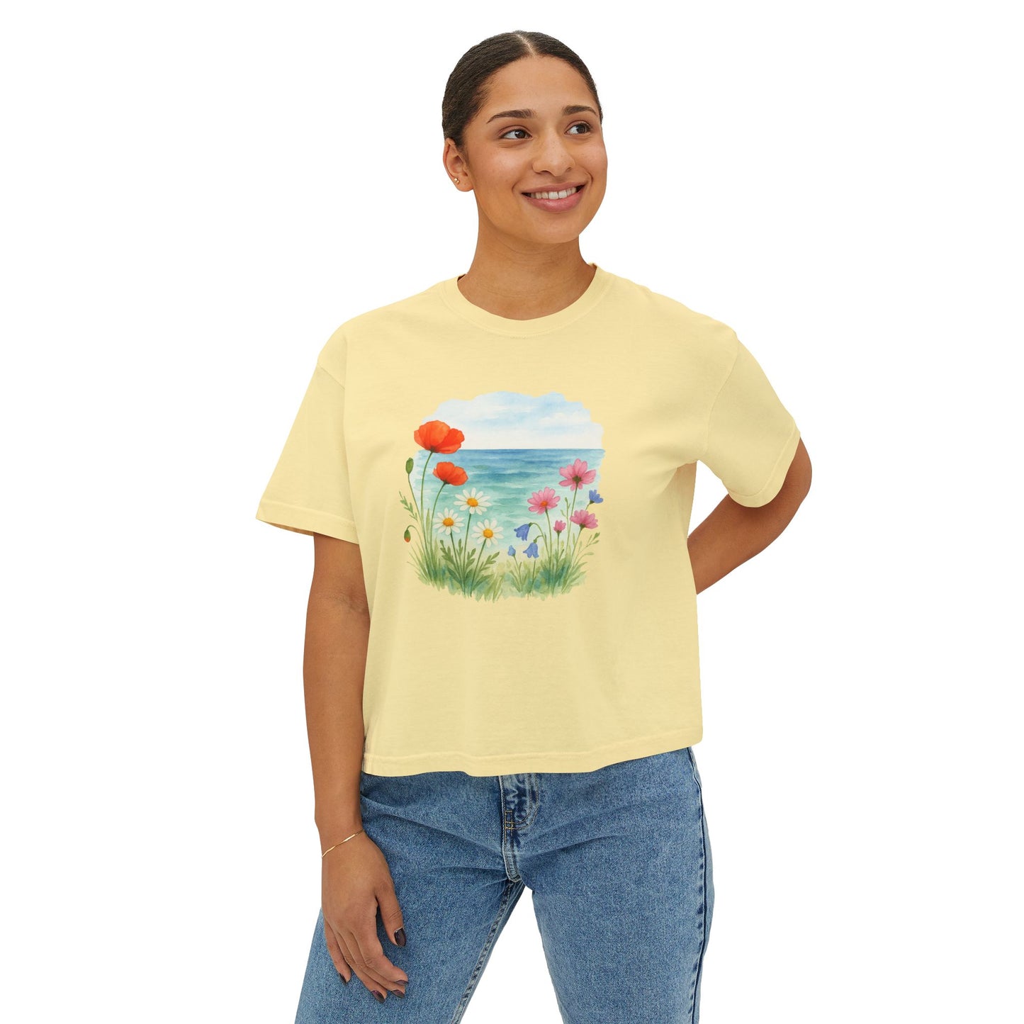 Women's Floral Boxy Tee: Summer Chic Meets Comfort