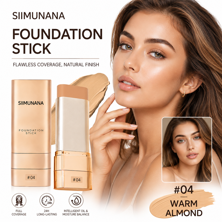 Makeup foundation stick for travel, office, and fast beauty routines