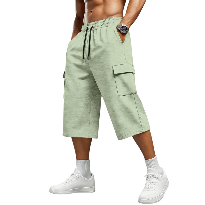 Sport casual cargo shorts for men with drawstring waist, cropped length and practical utility pocket styling