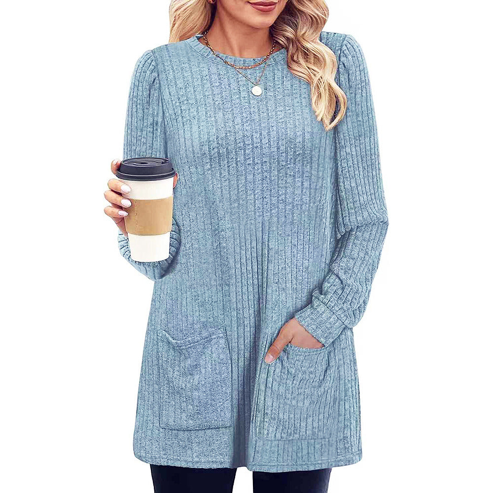 Mid-Length Solid Color Long Shirt for Women - Shop Now