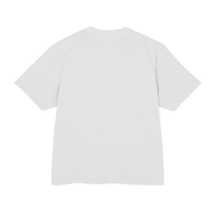 Heavyweight cotton graphic tee for women with relaxed boxy shape, tear away tag comfort, and standout artwork for casual use.