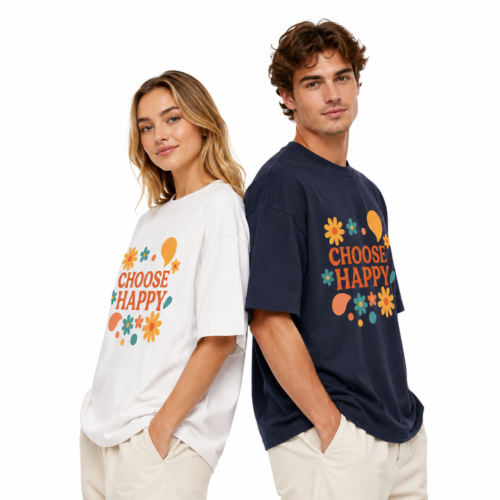 Unisex fashion tee with relaxed silhouette on clean white background