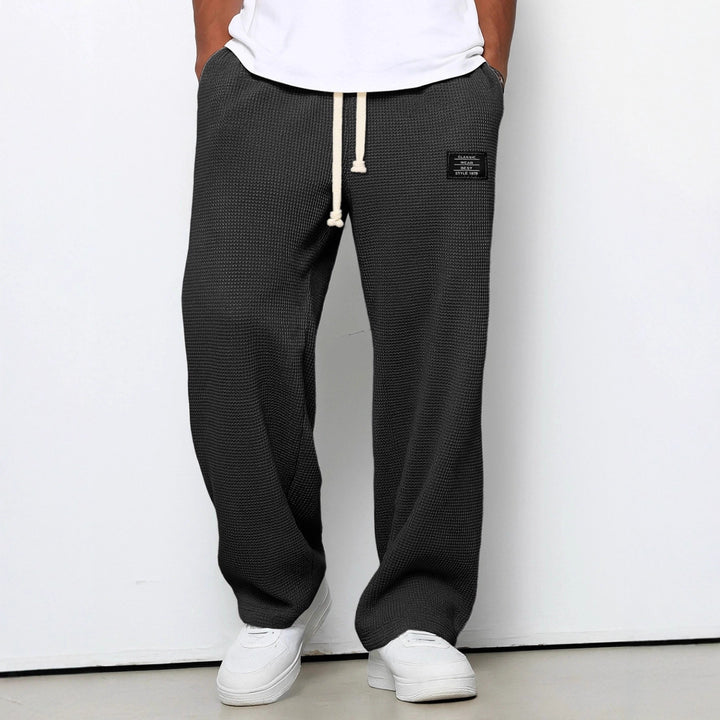 waffle straight pants men fabric stretch micro elasticity detail