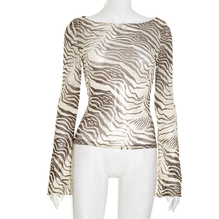 Animal Print Women's T Shirt Elegant Loose Fit Top Wear