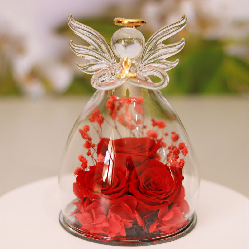 Eternal Flower Gift Box- Angel Glass Dome Rose Keepsake