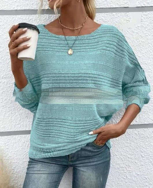 Women's Round Neck Pullover Top - Effortless Comfort