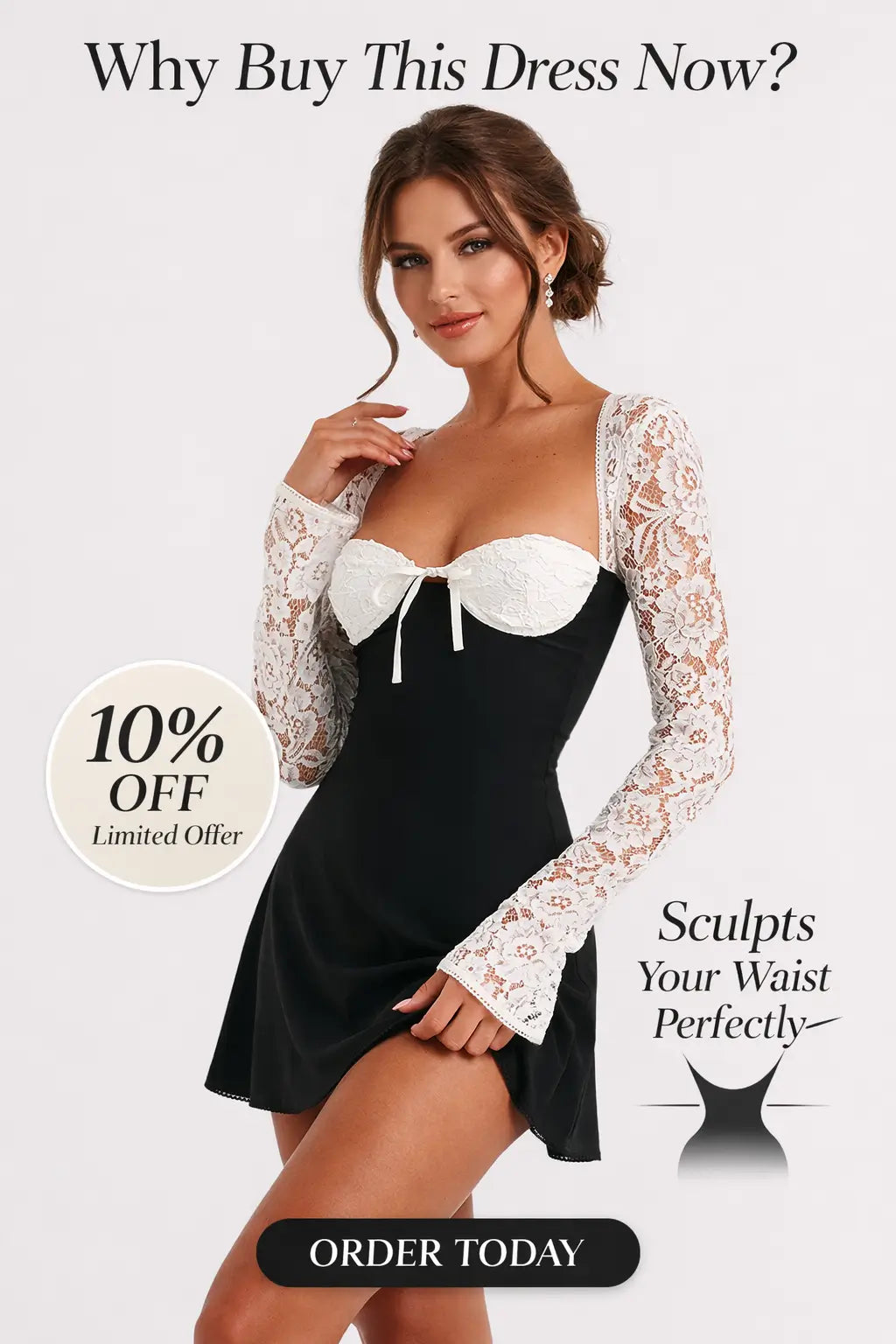 Y2K lace dress detailed close view of lace texture and structured corset back design in soft studio lighting premium fashion shoot context