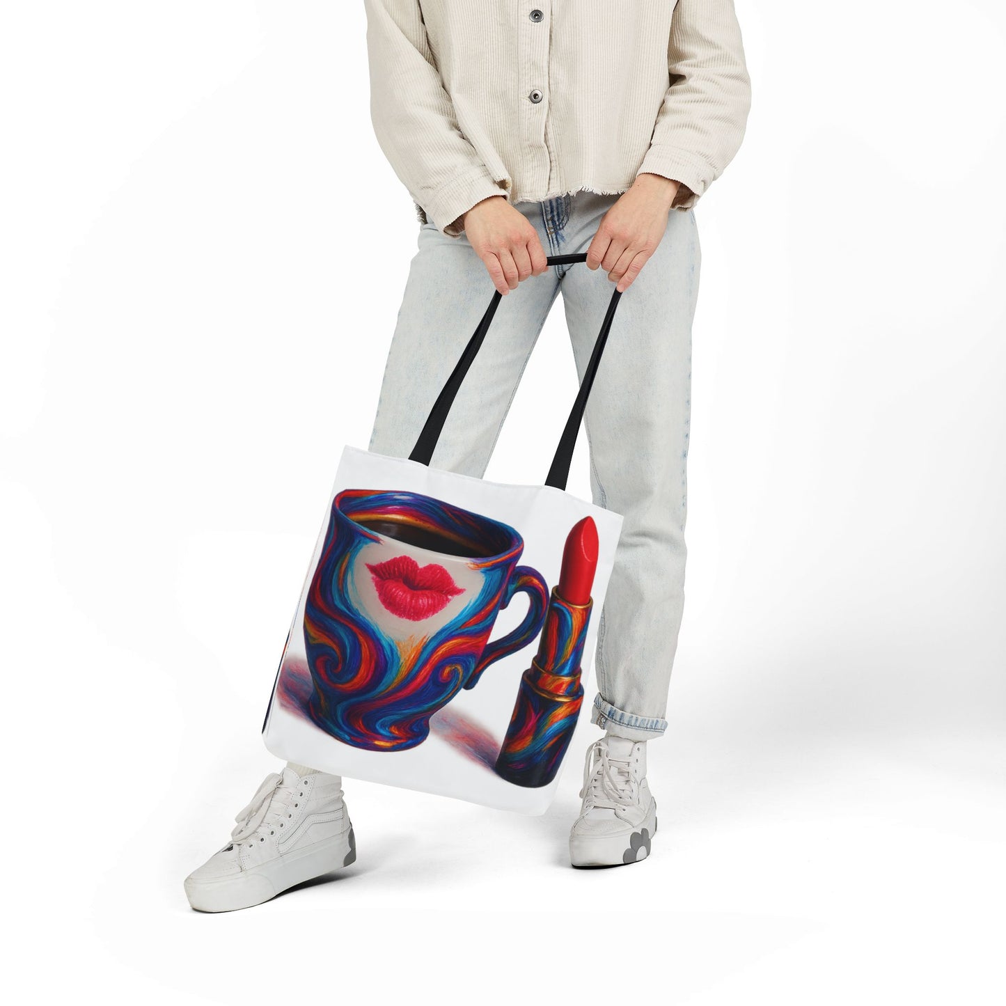 Canvas Tote Bag with 5-Color Straps & Sleek Black Lining