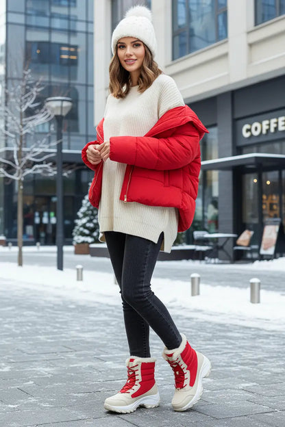 women snow boots non slip PU sole for icy winter streets
