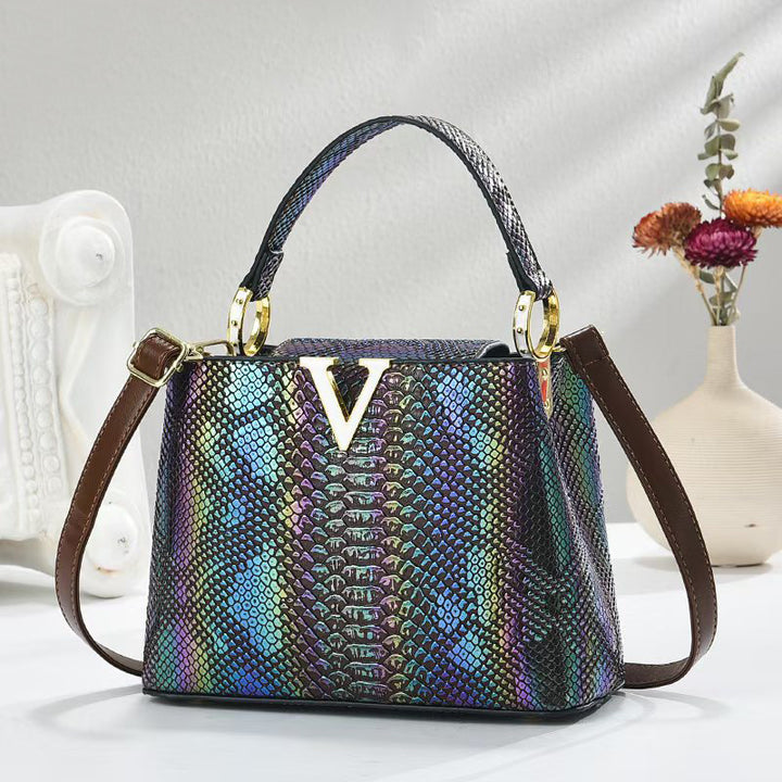 Crossbody Bag in PU with Top Handle and Textured Finish