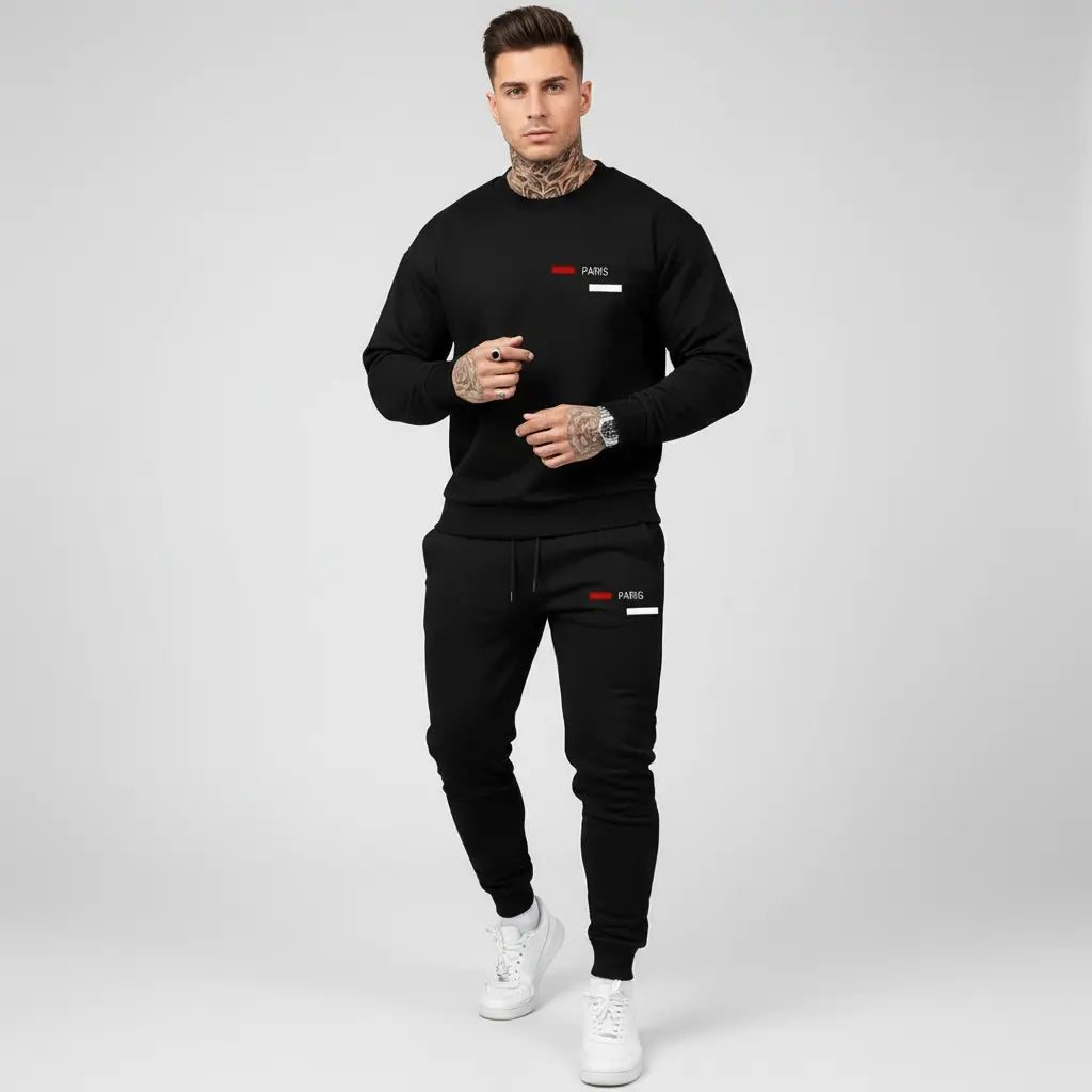 Men's Printed Fleece Hoodie Set – Cozy Casual Tracksuit