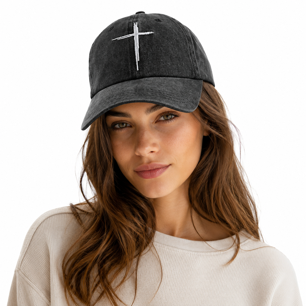 Washed Baseball Hat - Vintage Cross Style