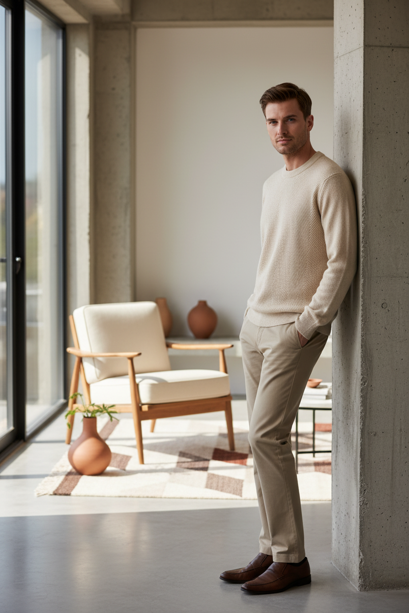 Men's Wool Sweater - Pure Wool Warmth Refined Fit Luxe!