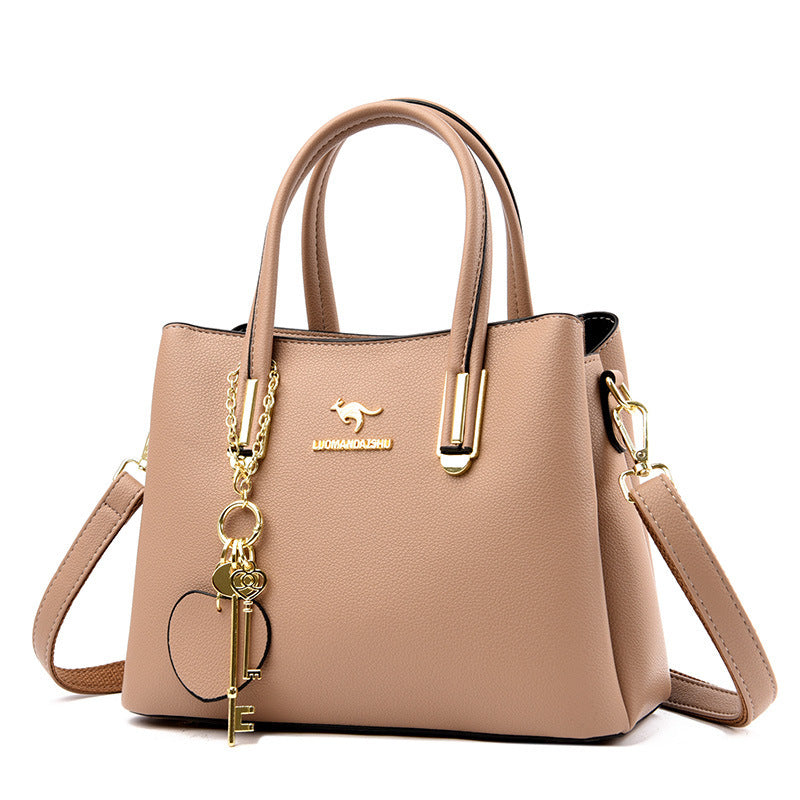 Large capacity women's lychee texture handbag