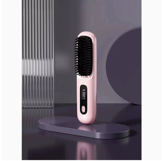Cordless Hair Straightener Brush Fast Heat Styling Pro