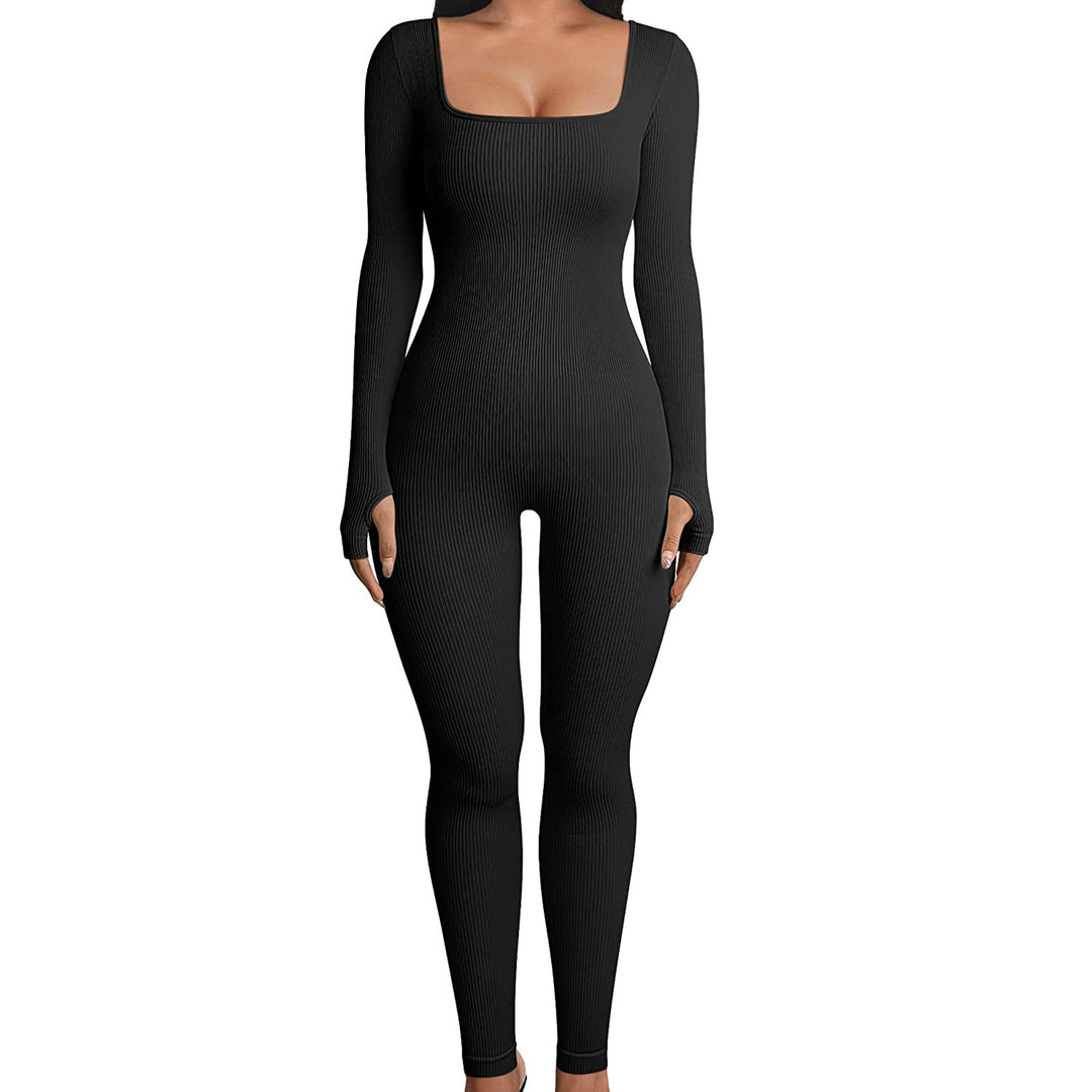 Square Neck Cotton Jumpsuit - Sleek Curves All Day Wear