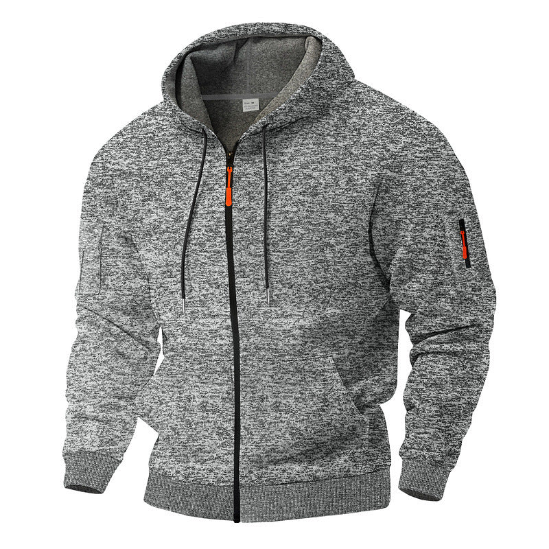 sports pullover sweater layered over casual pants leisure styling