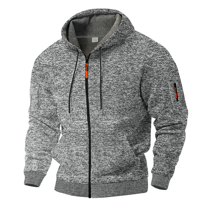 sports pullover sweater layered over casual pants leisure styling