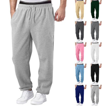mens sweatpants straight loose casual cut in light gray for cozy fall winter coffee runs and home office days  

