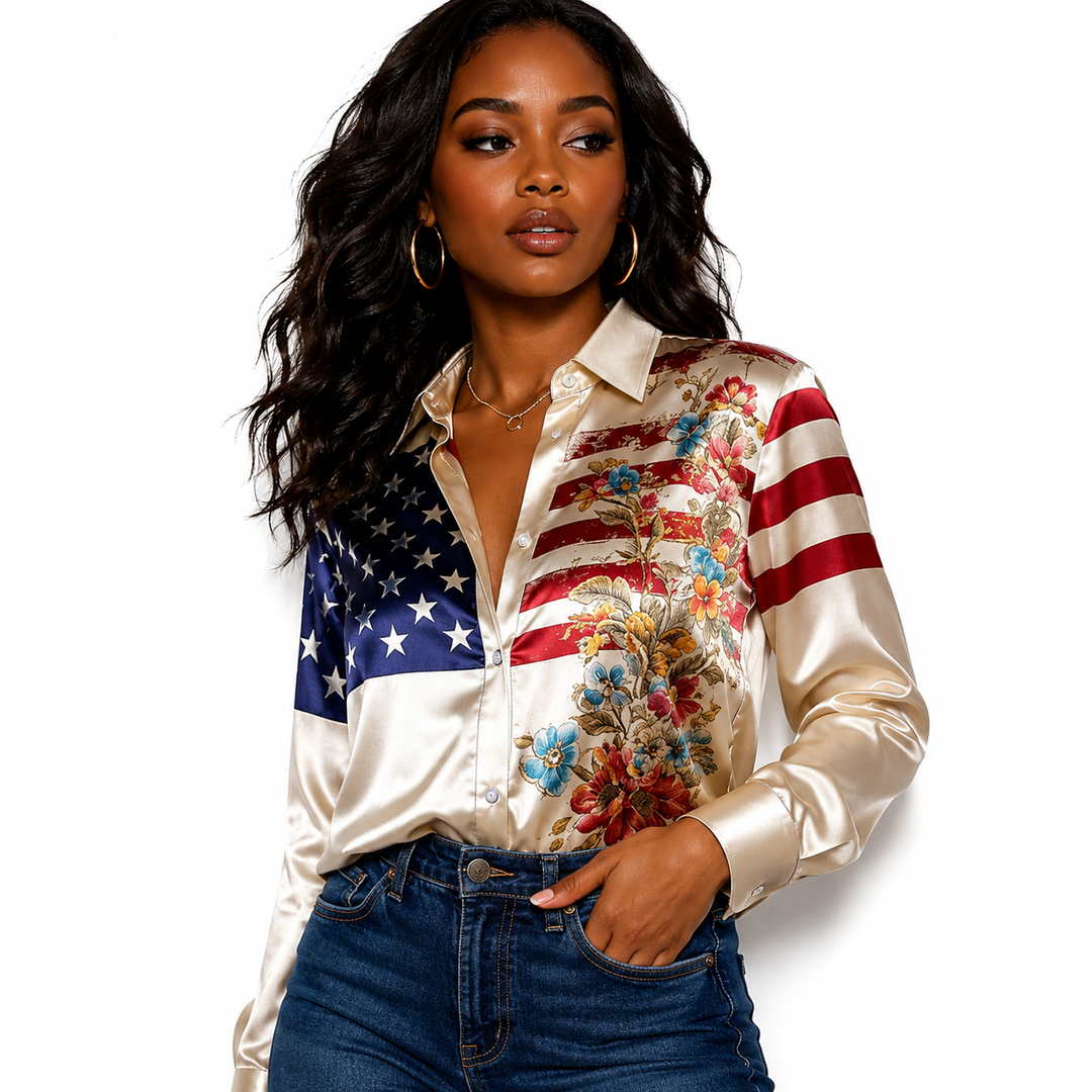 Womens printed long sleeve top with retro 3D pattern, easy fit styling and casual appeal for creative summer outfit ideas now