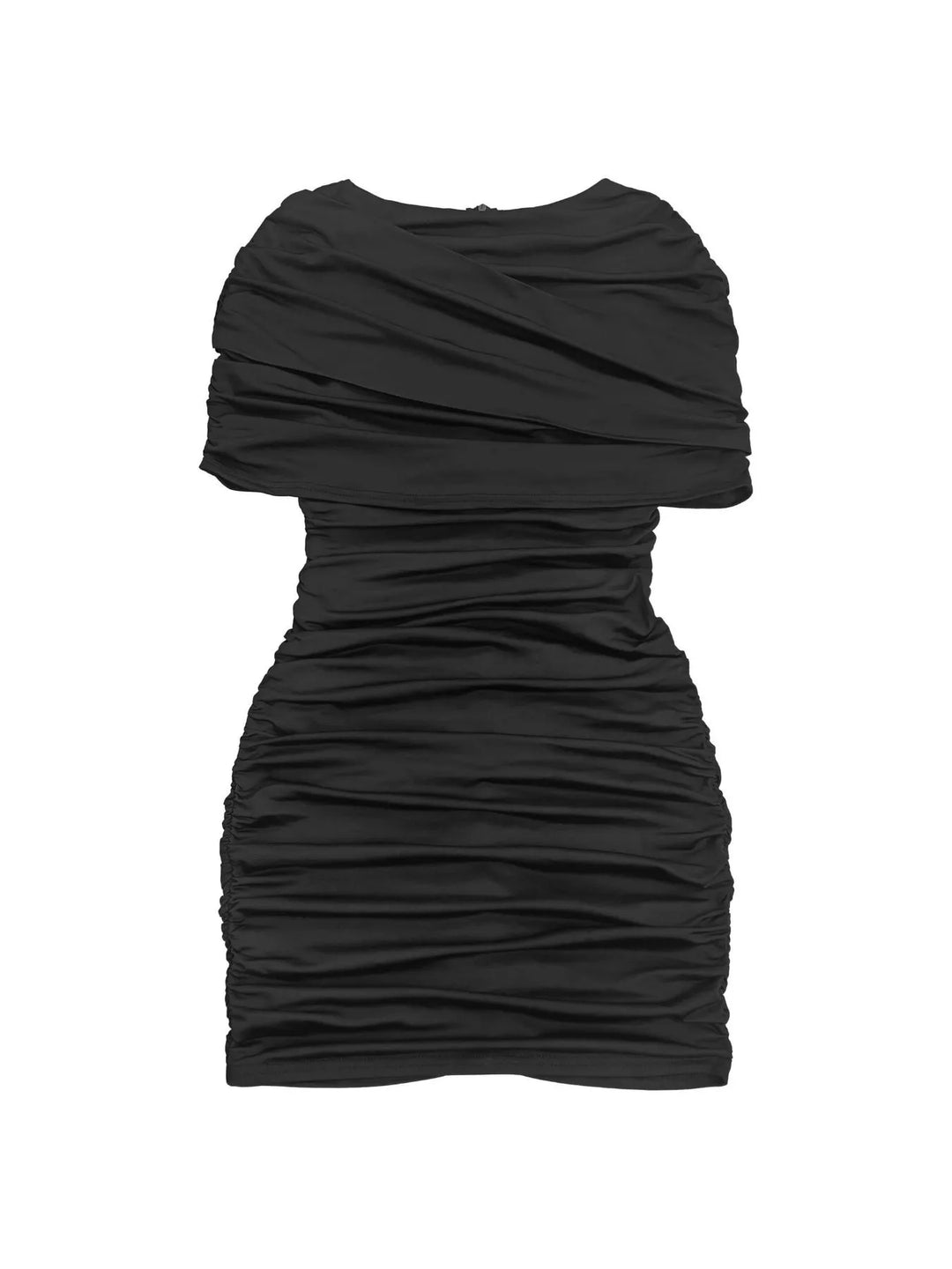 Half sleeve dress product detail showing ruched texture, ruffled styling and listed sizes S, M, L, XL and 2XL - product view.