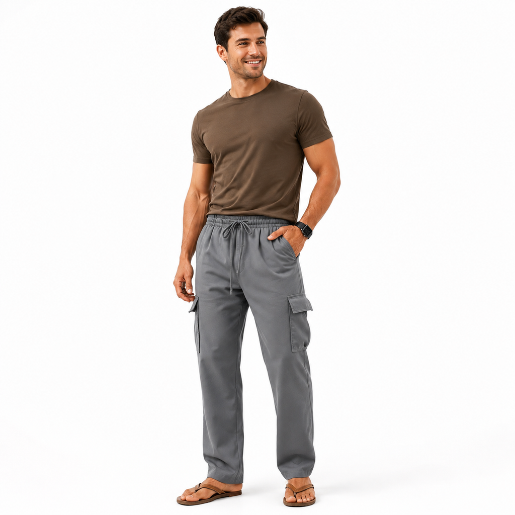 Cotton Linen Pants Teen Drawstring Straight Leg Pants S