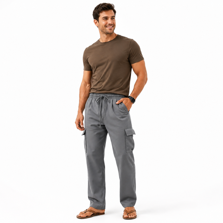 Cotton Linen Pants Teen Drawstring Straight Leg Pants S