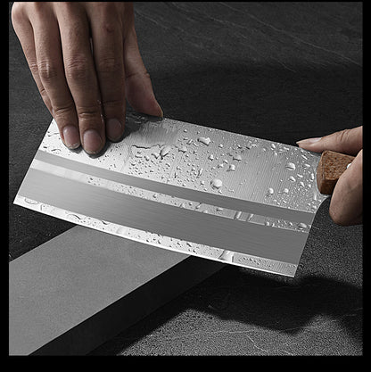 stainless steel kitchen knife sharp edge detail emphasizing precision cutting