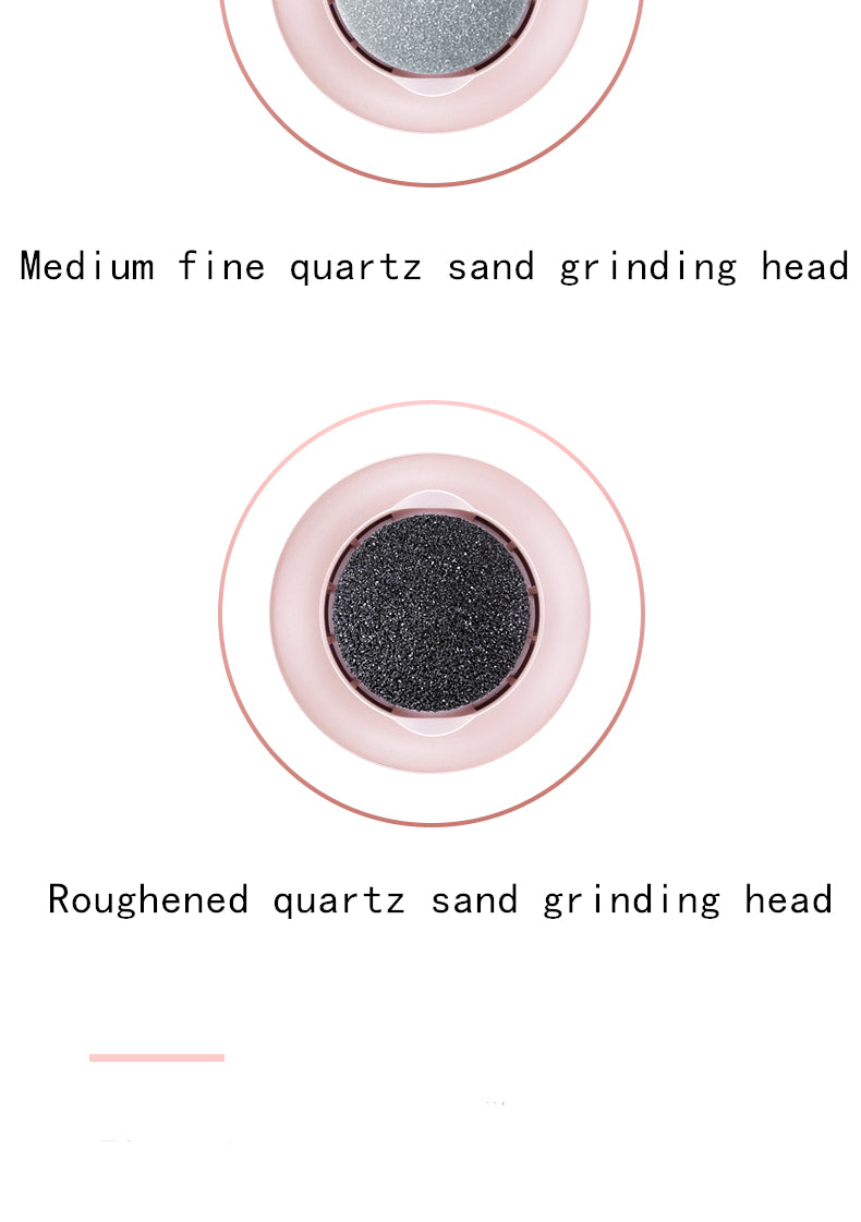 Two quartz sand grinding heads with text indicating medium fine and roughened textures on a white background.