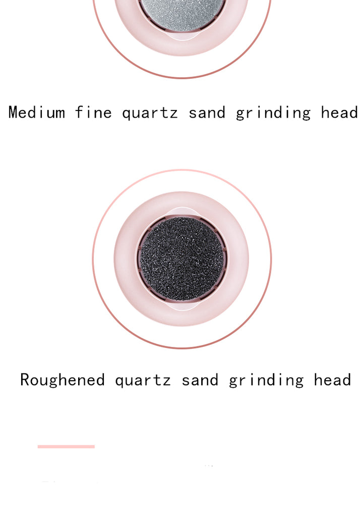 Two quartz sand grinding heads with text indicating medium fine and roughened textures on a white background.