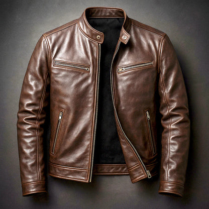 Men's PU Leather Motorcycle Jacket - Refined Urban Edge