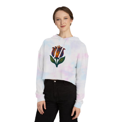 Women’s Floral Cropped Hoodie – Tulip Spring Must-Have