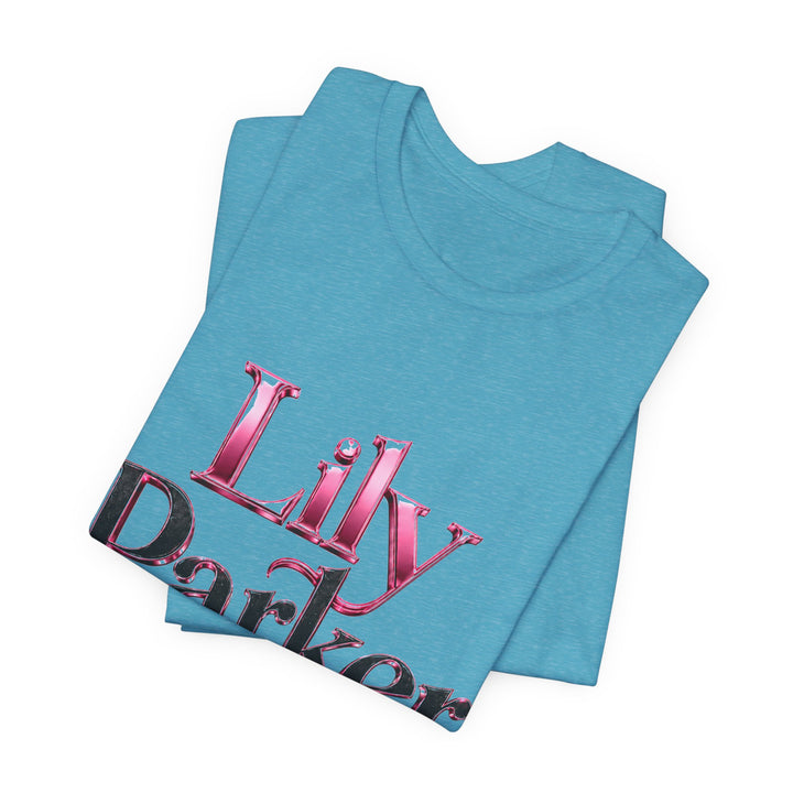 Stack of blue tank tops with &