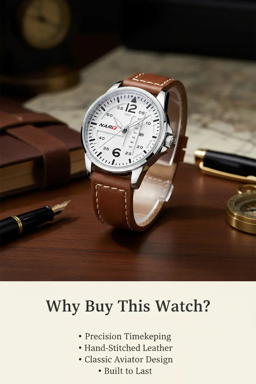 men quartz watch refined casual luxury presentation
