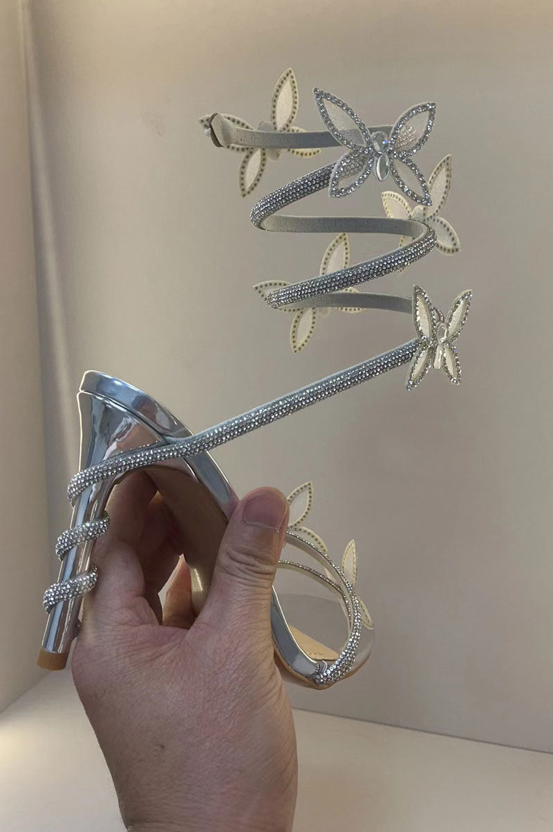 Women's Rhinestone Stiletto Sandals Roman Elegance Heels